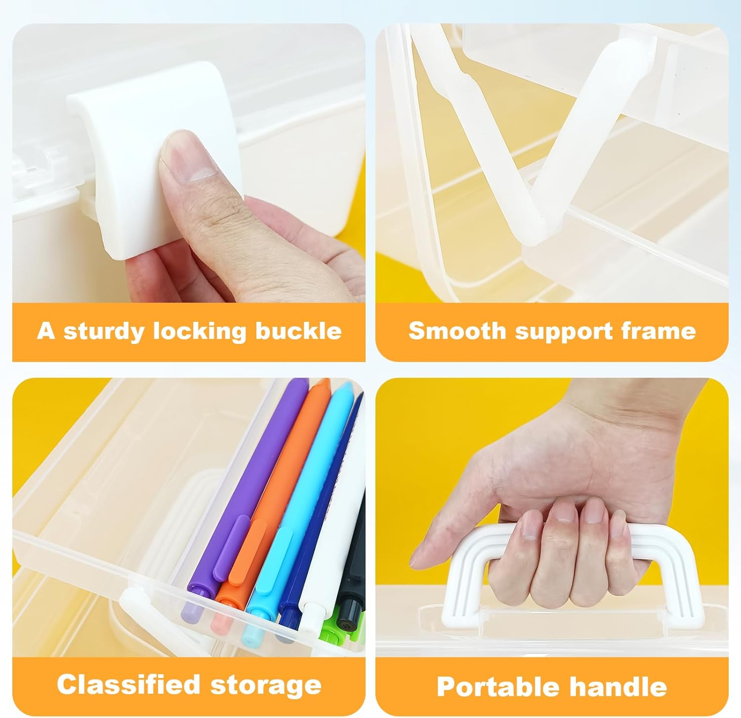 Tackle Box Organizers and Storage,10inch Craft Organizers and Storage,Three-Layer Sewing Box With 2 Trays,Medicine Storage Box With Handle For Nail、Makeup、Diamond Painting、Building Blocks (White) - Image 4