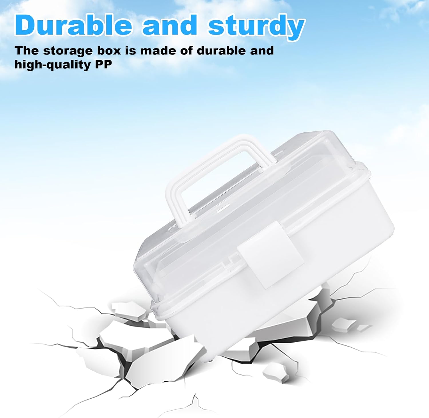 Tackle Box Organizers and Storage,10inch Craft Organizers and Storage,Three-Layer Sewing Box With 2 Trays,Medicine Storage Box With Handle For Nail、Makeup、Diamond Painting、Building Blocks (White) - Image 5