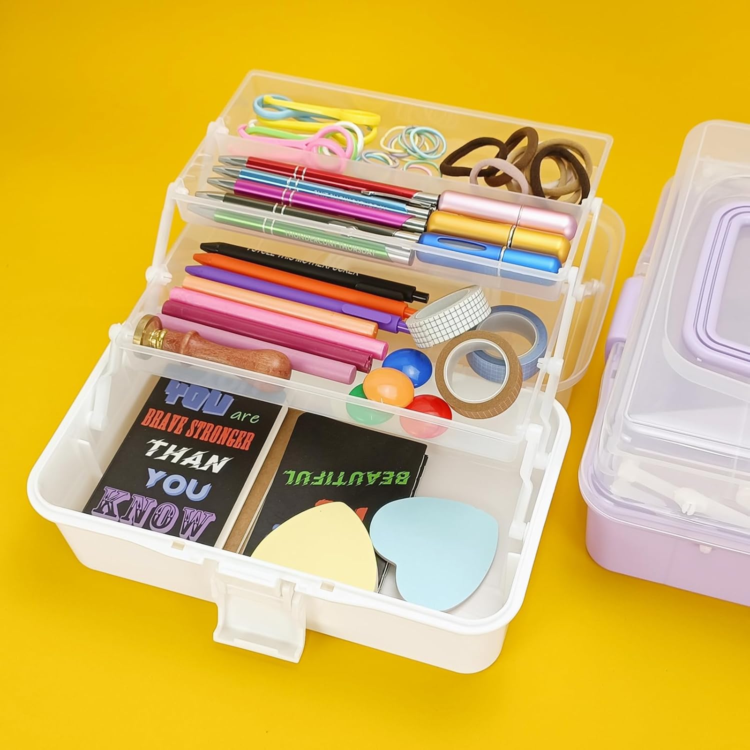 Tackle Box Organizers and Storage,10inch Craft Organizers and Storage,Three-Layer Sewing Box With 2 Trays,Medicine Storage Box With Handle For Nail、Makeup、Diamond Painting、Building Blocks (White) - Image 7